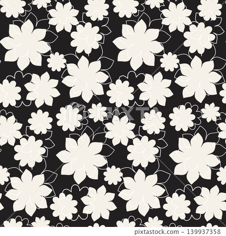 This elegant seamless floral pattern features stylized white and cream flowers of various sizes. This elegant seamless floral pattern features stylized white and cream flowers of various sizes. 139937358