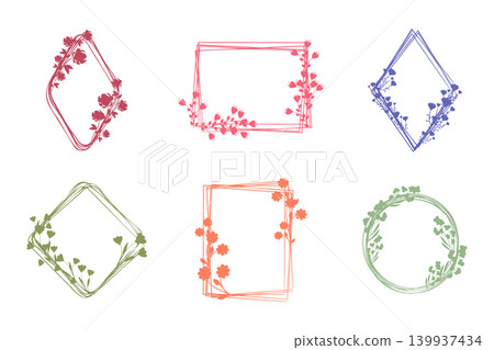Six distinct floral frames are presented on a clean white background. 139937434