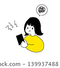 A child looking at their smartphone and feeling troubled. 139937488