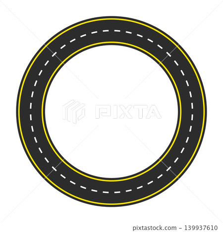 circular road frame with yellow markings and dashed lane divider vector illustration circular road frame with yellow markings and dashed lane divider vector illustration 139937610