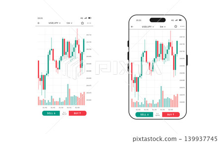 Smartphone currency chart screen illustration Smartphone currency chart screen illustration 139937745