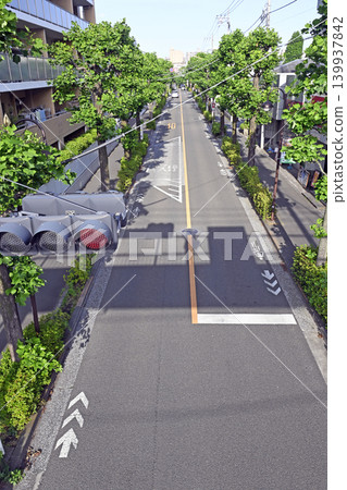 Entrance to Honmachi Housing Complex on Kita-odori Street, Koganei City, Tokyo (Vertical orientation) 139937842