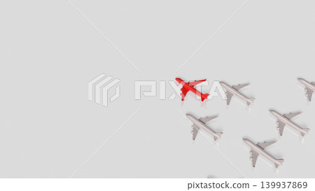 Red Leader Airplane In Minimal Formation 3d render. 139937869