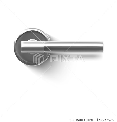 Realistic silver lever handle for door hardware, icon. Realistic silver lever handle for door hardware, icon. 139937980