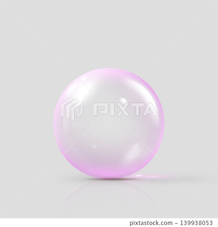 Glass ball with a pink sheen, highlights, reflection, and shadow. Glass ball with a pink sheen, highlights, reflection, and shadow. 139938053