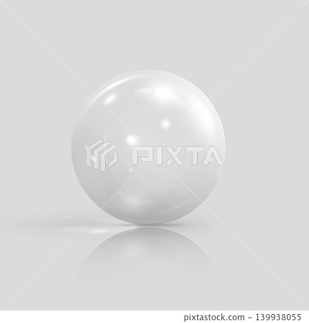 Realistic 3D transparent glass balls with white glares and shadow reflection, vector volume crystal bubble sphere figure 139938055