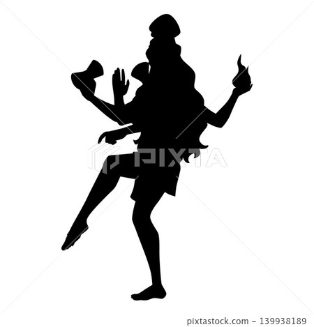 Lord Shiva, Indian God vector black silhouette, Maha Shivratri, divine man with four hands, Lingam and fire, Hinduism Lord Shiva, Indian God vector black silhouette, Maha Shivratri, divine man with four hands, Lingam and fire, Hinduism 139938189