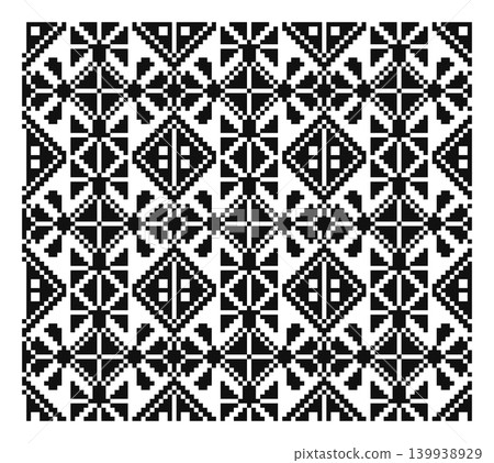 Ukrainian Seamless Pattern Black Geometric Tile 139938929