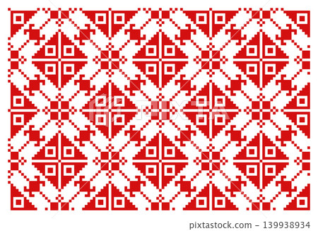 Red rhombus seamless Ukrainian embroidery pattern Red rhombus seamless Ukrainian embroidery pattern 139938934