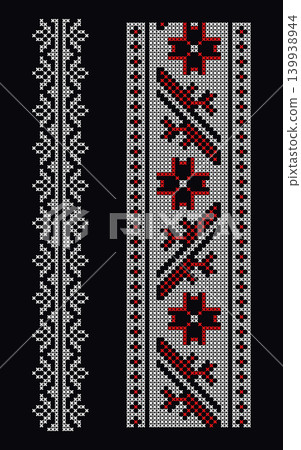 Ukrainian cross stitch folk ornament set on black Ukrainian cross stitch folk ornament set on black 139938944