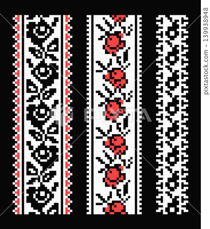 Ukrainian floral ornaments on black 139938948