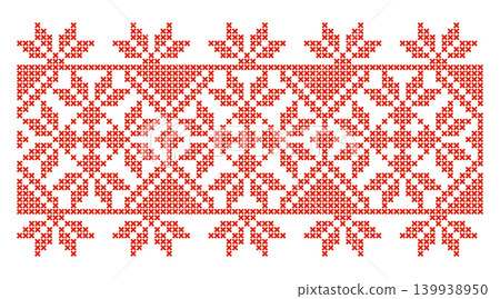 Red cross-stitch Ukrainian embroidery pattern Red cross-stitch Ukrainian embroidery pattern 139938950