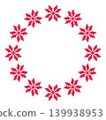 Round frame of red Ukrainian embroidery stars 139938953
