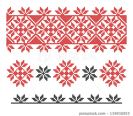 Ukrainian traditional ornament set dotted style Ukrainian traditional ornament set dotted style 139938955