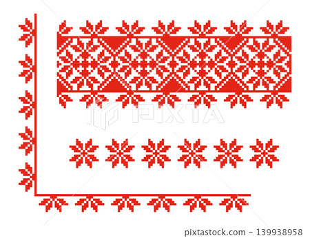 Ukrainian embroidery set, traditional red ornament Ukrainian embroidery set, traditional red ornament 139938958