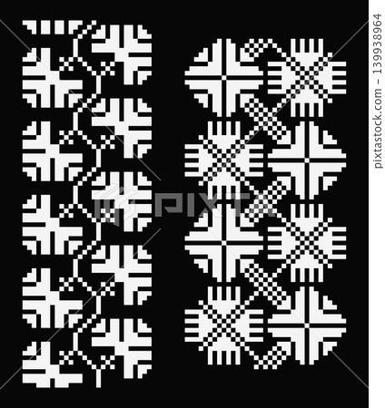 White botanical embroidery ornament from Chernihiv White botanical embroidery ornament from Chernihiv 139938964