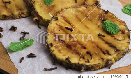 Grilled pineapple slices Grilled pineapple slices 139939445