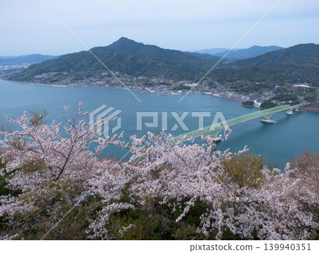 Oshima Bridge and cherry blossoms on Yashirojima Island Oshima Bridge and cherry blossoms on Yashirojima Island 139940351