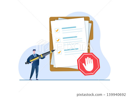 Regulatory Compliance Checklist with Stop Sign Icon Stock Illustration. Regulatory Compliance Checklist with Stop Sign Icon Stock Illustration. 139940692