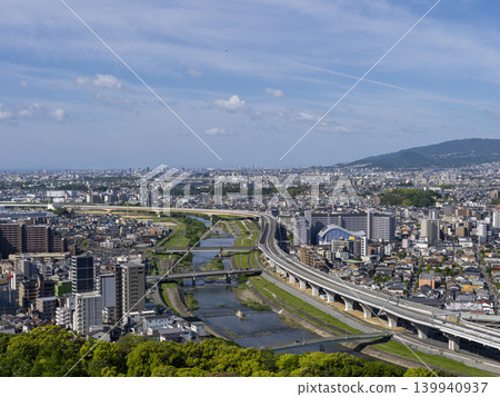 The townscape along the Inagawa River as seen from Mount Satsuki The townscape along the Inagawa River as seen from Mount Satsuki 139940937