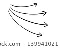 A set of simple curved arrows drawn with hand-drawn brush lines, a rough, hand-drawn style line icon material for explaining flow. 139941021