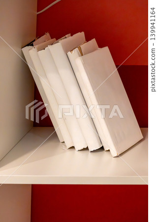 Blank books in home library Blank books in home library 139941164