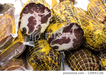 Traditional Italian salumi dry meat Traditional Italian salumi dry meat 139941186