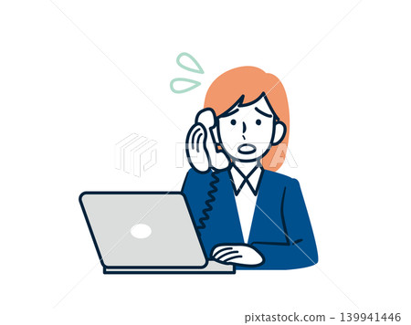 A troublesome woman who handles things while talking on the phone with her PC open. A troublesome woman who handles things while talking on the phone with her PC open. 139941446