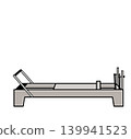 Illustration of a reformer used in machine Pilates. 139941523