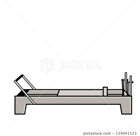 Illustration of a reformer used in machine Pilates. Illustration of a reformer used in machine Pilates. 139941523