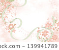 A gorgeous background texture featuring flowers and ribbons. 139941789