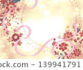 A gorgeous background texture featuring flowers and ribbons. 139941791