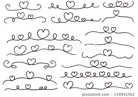 Hand-drawn heart line illustration material vector Hand-drawn heart line illustration material vector 139942562