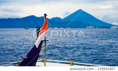Beautiful sea view with Mount Jailolo in the background, West Halmahera, Indonesia Beautiful sea view with Mount Jailolo in the background, West Halmahera, Indonesia 139942867