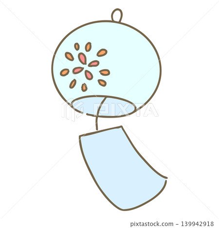 Cute summer simple motif illustration icon: wind chime Cute summer simple motif illustration icon: wind chime 139942918
