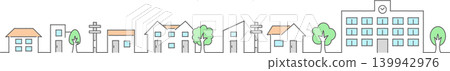 A colorful residential streetscape drawn with hand-drawn-style lines. A colorful residential streetscape drawn with hand-drawn-style lines. 139942976
