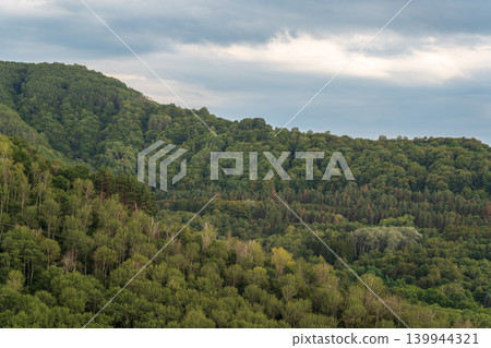 Summer Mountains Landscape with Green forest. Summer Mountains Landscape with Green forest. 139944321
