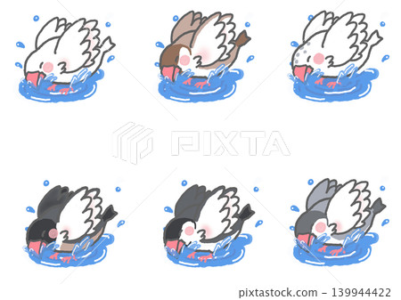 六種爪哇麻雀在洗澡 139944422