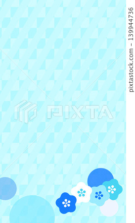 A vertically oriented, light blue, modern Japanese-style background wallpaper featuring a plum blossom motif. 139944736