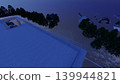 3DCG images of a tsunami/flood evacuation drill to higher ground and an evacuation tower; flooded, no people. 139944821