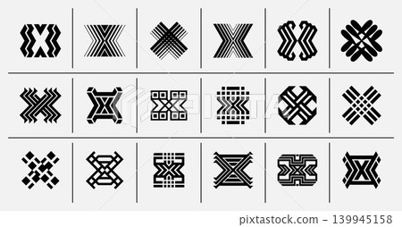 Modern digital monogram letter X logo bundle 139945158