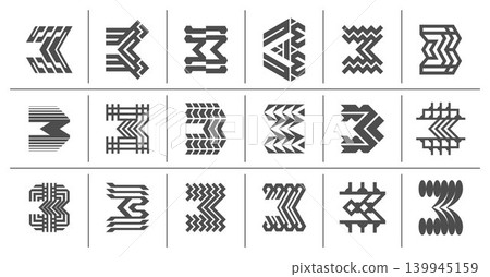 Collection of abstract company number 3 logo sign Collection of abstract company number 3 logo sign 139945159