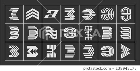 Bundle of abstract technology number 3 logo Bundle of abstract technology number 3 logo 139945175