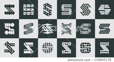Minimalist abstract company letter S logo set Minimalist abstract company letter S logo set 139945176