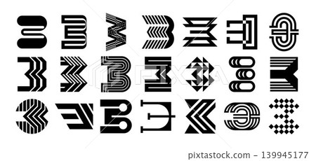 Modern flat abstract number 3 logo set 139945177
