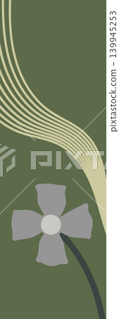 Muted abstract floral vertical bookmark background with decorative line accents Muted abstract floral vertical bookmark background with decorative line accents 139945253