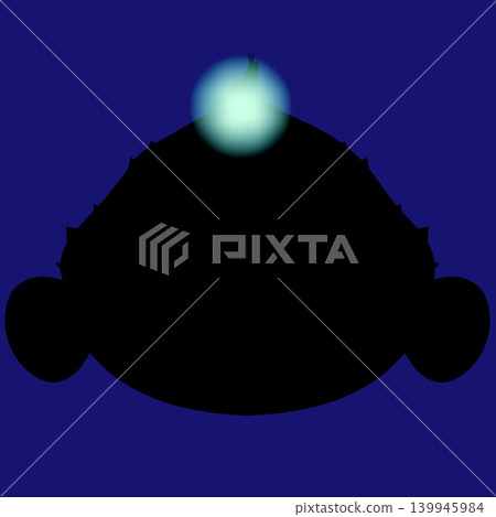 Anglerfish - Front view silhouette material showing bioluminescence Anglerfish - Front view silhouette material showing bioluminescence 139945984