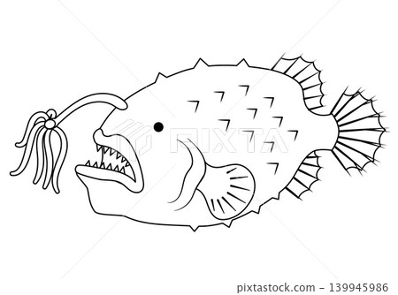 Anglerfish (side view, line drawing) Anglerfish (side view, line drawing) 139945986
