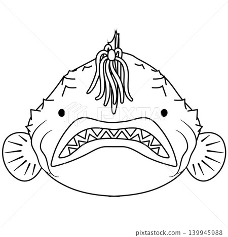 Anglerfish - Line drawing of the front view of its face Anglerfish - Line drawing of the front view of its face 139945988
