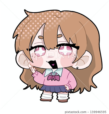 女學生的微型插圖(眼睛閃閃發光) 女學生的微型插圖(眼睛閃閃發光) 139946595